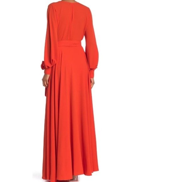 MEGHAN LA long sleeve flowyMaxi Dress in color flame - Picture 2 of 10
